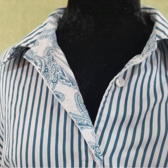 Jones NY Cotton Stripe w Paisley Inner - Picture 4 of 9